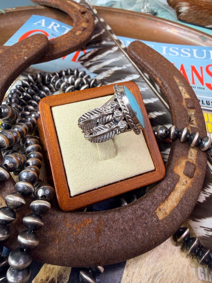 Large Turquoise Sterling Silver Ring size 8.5