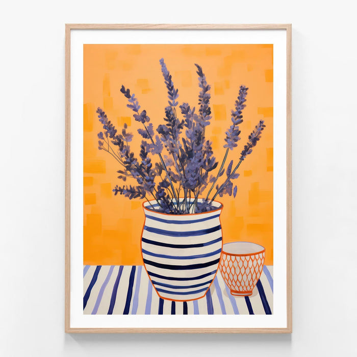 Lavandar in Vase oak framed print