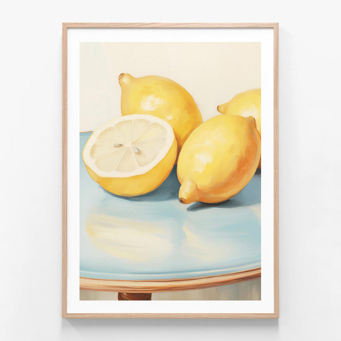 Lemons Still Life oak framed print