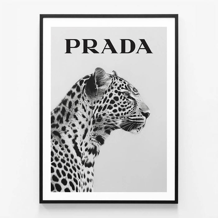 Prada Leopard wall art print in black frame