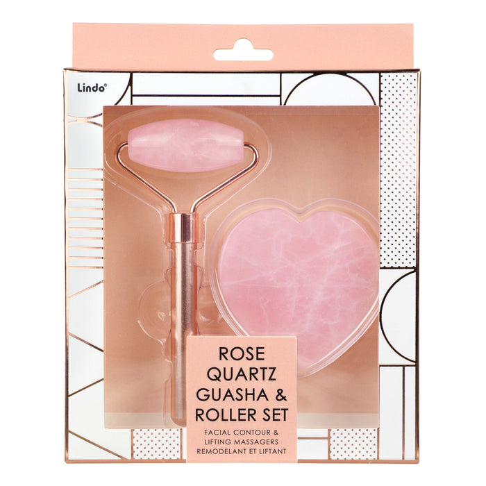Lindo Rose Quartz Guasha & Roller Set