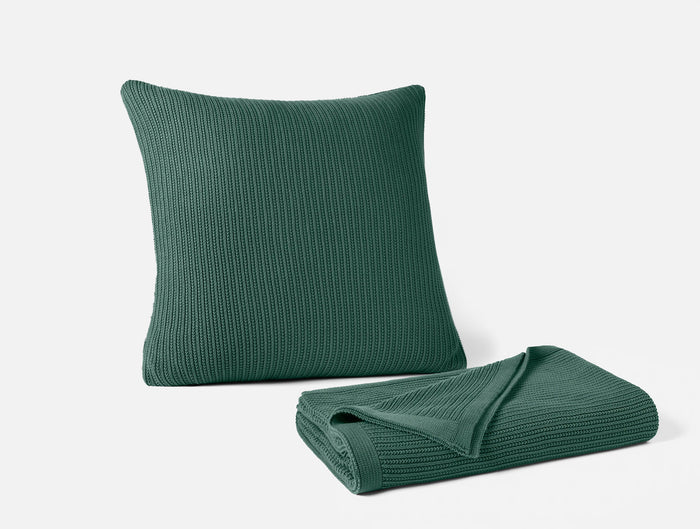 Linea Organic Knit Throw + Decorative Pillow Cover Set