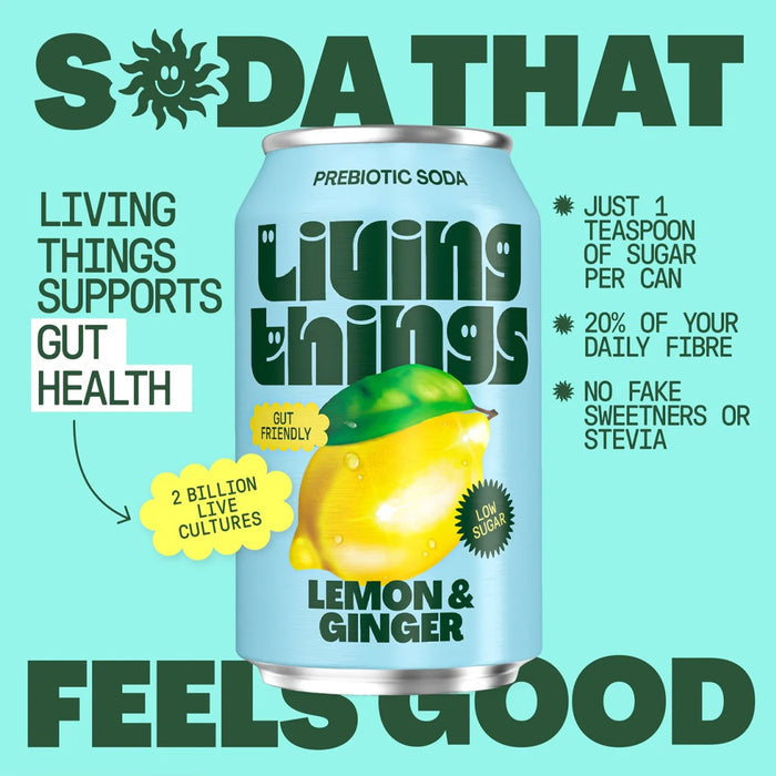Living Things Lemon & Ginger All Natural Soda Multipack