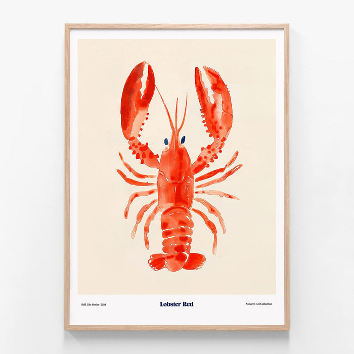 Lobster Red oak framed print