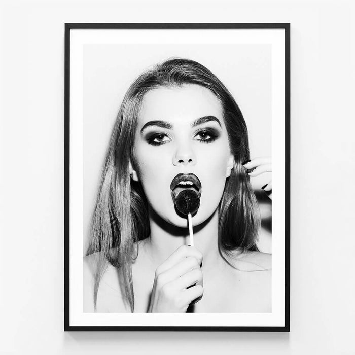 Lollypop wall art print in black frame