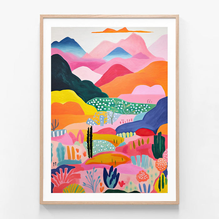 Magic Mountain 2 oak framed print