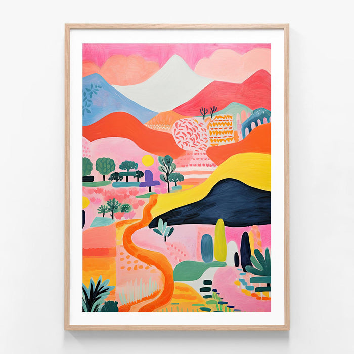 Magic Mountain oak framed print
