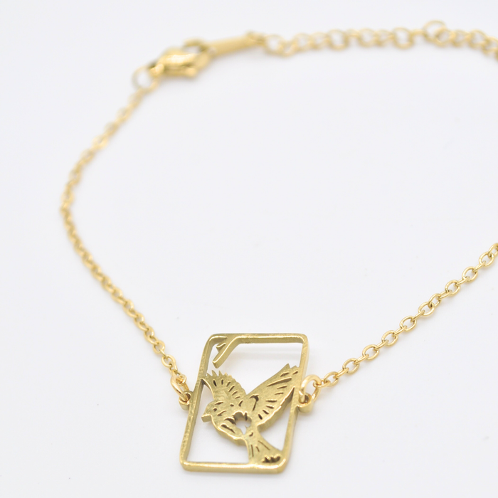 Mahjong Bracelet, One Bam Bird Filigree Sparrow