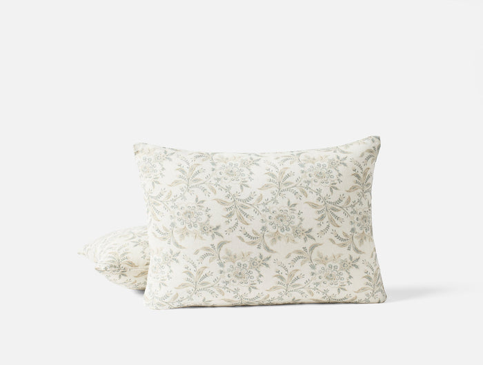 Marguerite Organic Print Decorative Pillow Cover - Coyuchi | Natural w/Gulf