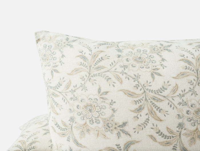 Marguerite Organic Print Decorative Pillow Cover - Coyuchi | Natural w/Gulf