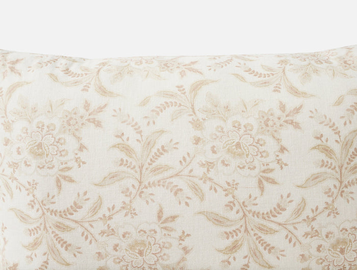 Marguerite Organic Print Decorative Pillow Cover - Coyuchi | Natural w/Praline