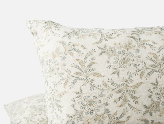 Marguerite Organic Print Decorative Pillow Cover - Coyuchi | Natural w/Gulf