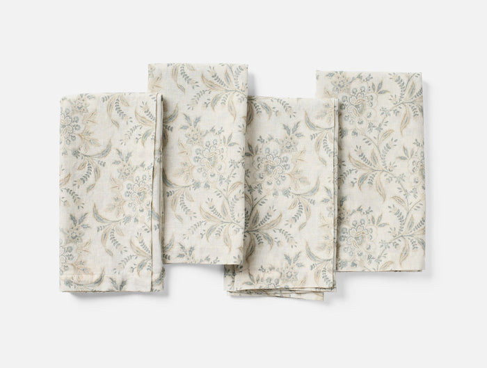Marguerite Organic Print Napkins, Set of 4 - Coyuchi | Natural w/Gulf