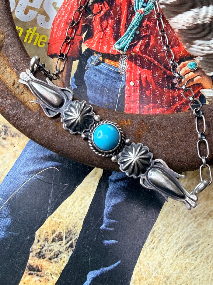 Marita Benally Navajo Sterling Silver Kingman Turquoise Necklace