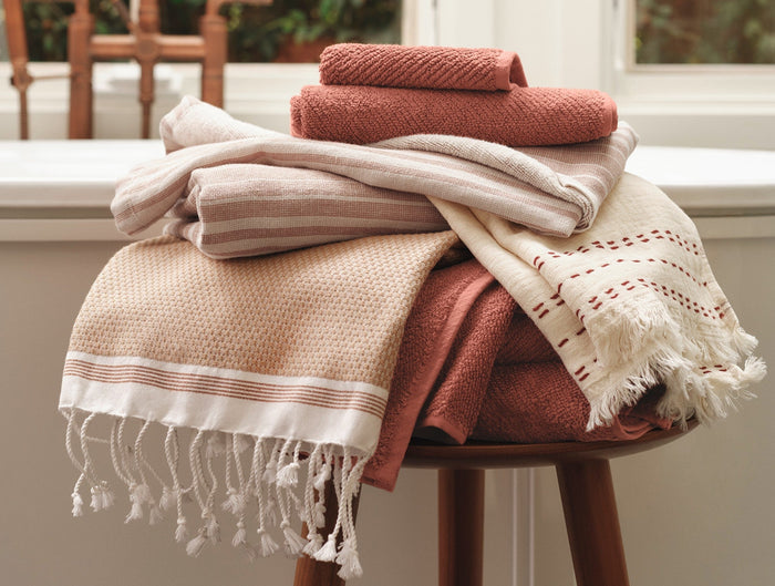 Mediterranean Organic Towels - Coyuchi | Fawn w/Rust