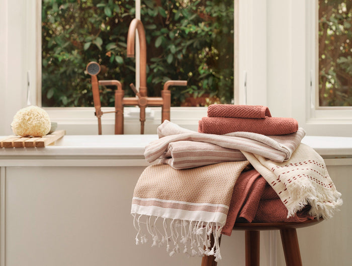 Mediterranean Organic Towels - Coyuchi | Fawn w/Rust