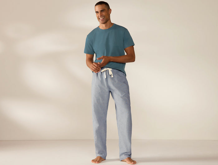 Men's Organic Crinkled Pajama Pants + Pima Organic Tee Set