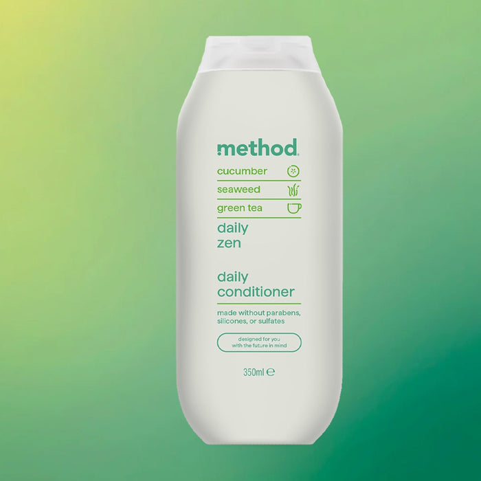 Method daily conditioner bottle on a gradient green background