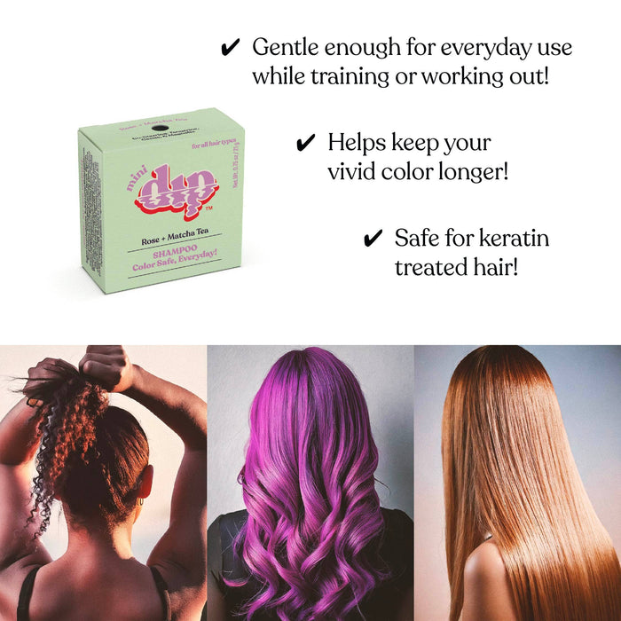 Mini Dip Shampoo Bar: Color Safe, Everyday - Rose & Matcha Tea