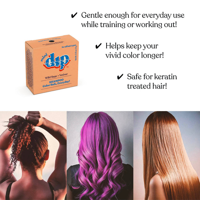 Mini Dip Shampoo Bar: Color Safe, Everyday - Wild Sage & Vetiver