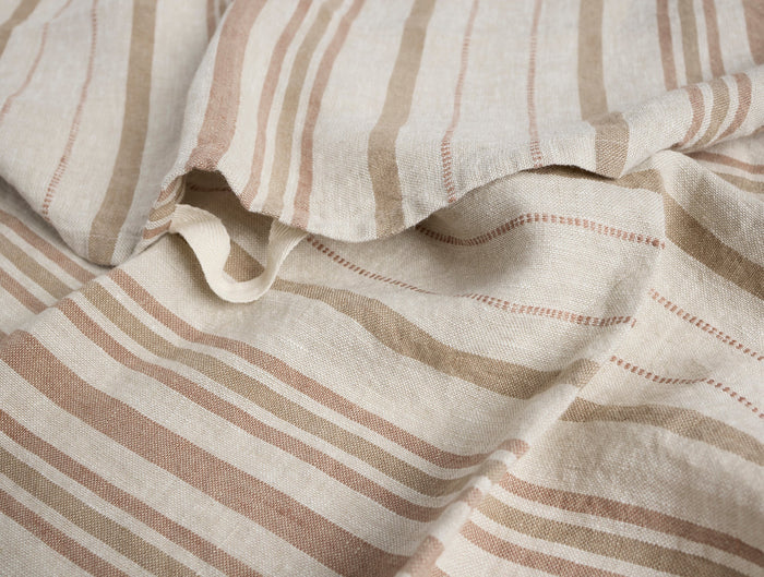 Mojave Organic Kitchen Towels, Set of 2 - Coyuchi | Khaki/Praline Stripe