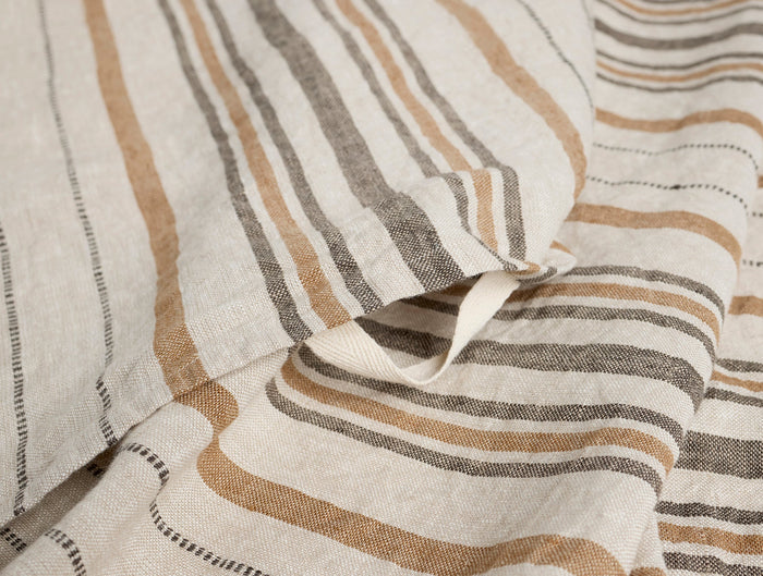 Mojave Organic Kitchen Towels, Set of 2 - Coyuchi | Khaki/Espresso Stripe