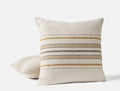 Mojave Organic Linen Decorative Pillow Cover - Coyuchi | Khaki/Espresso Stripe