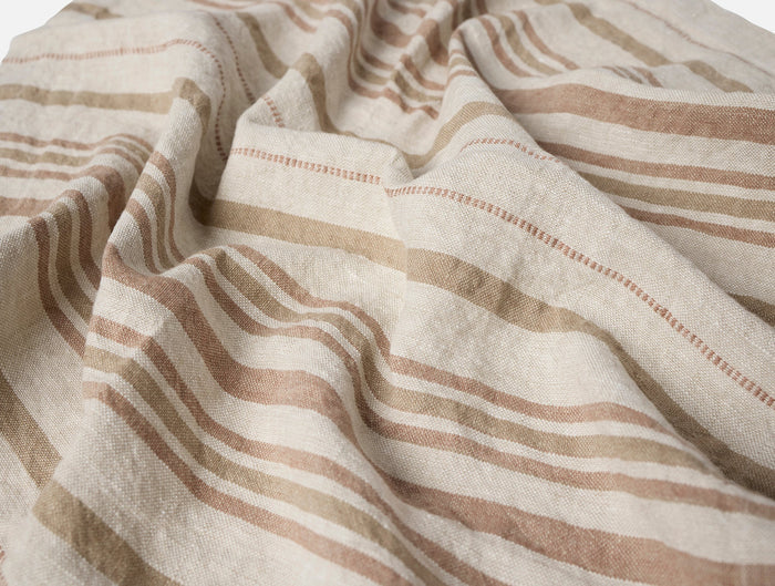 Mojave Organic Linen Napkins, Set of 4 - Coyuchi | Khaki/Praline Stripe