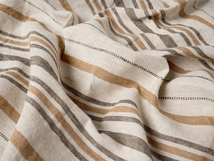 Mojave Organic Linen Napkins, Set of 4 - Coyuchi | Khaki/Espresso Stripe