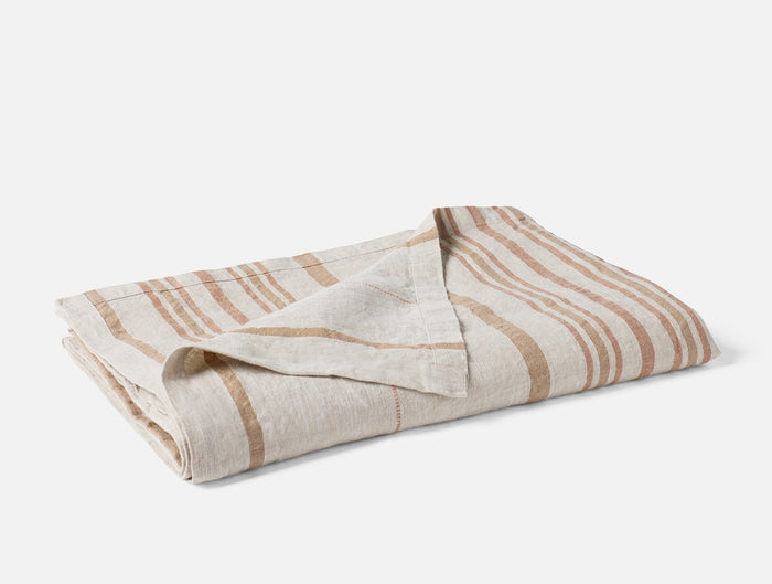 Mojave Organic Linen Throw - Coyuchi | Khaki/Praline Stripe