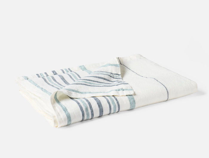 Mojave Organic Linen Throw - Coyuchi | Soft White/Gulf Stripe