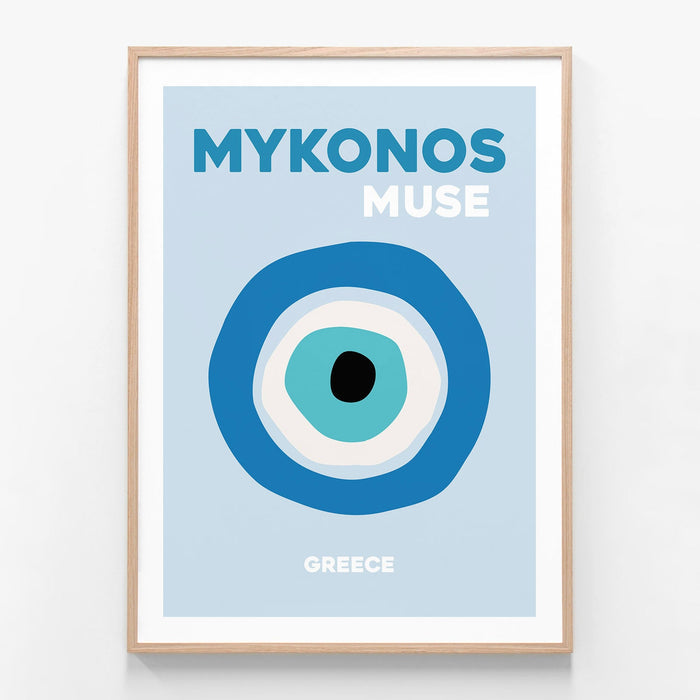 Mykonos Muse 1 oak framed art print