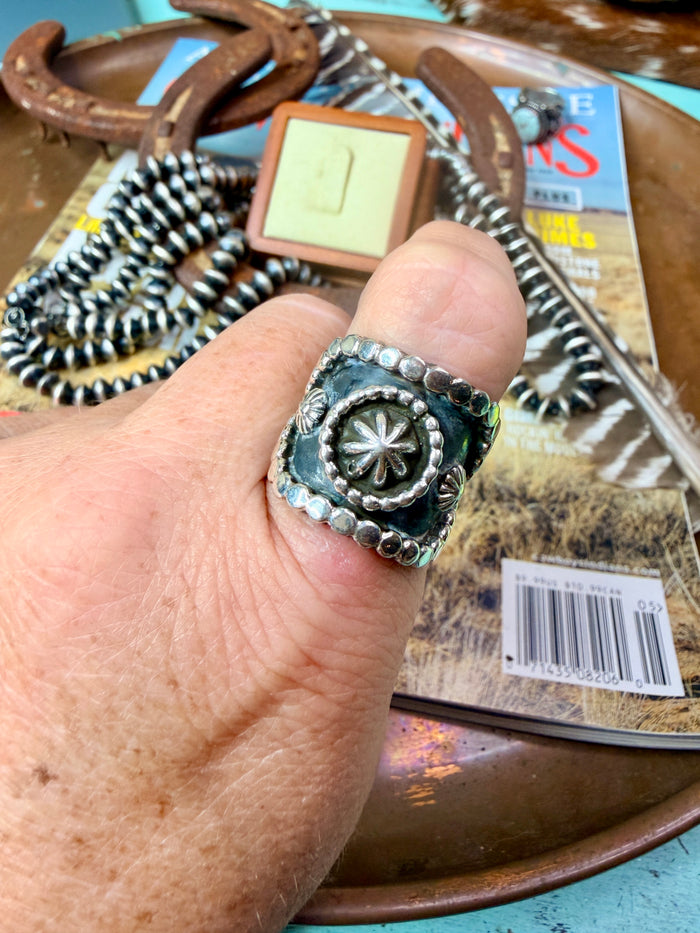 Native American Sterling Silver Starshot Ring size 7.5