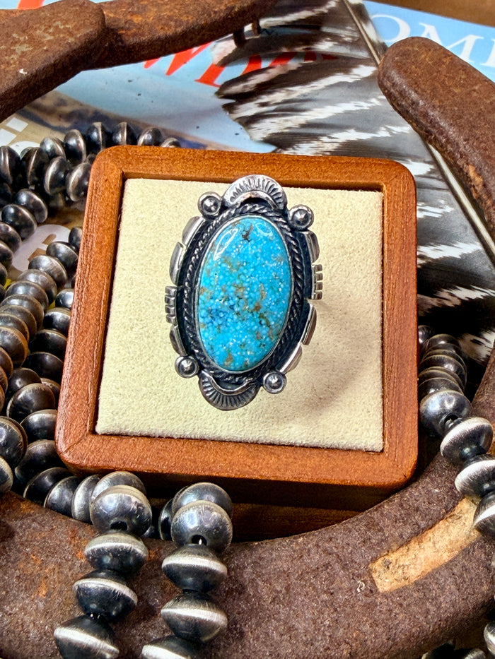 Native American Sterling Silver Turquoise Ring By Daniel Benally. From R.B Company. Size 7
