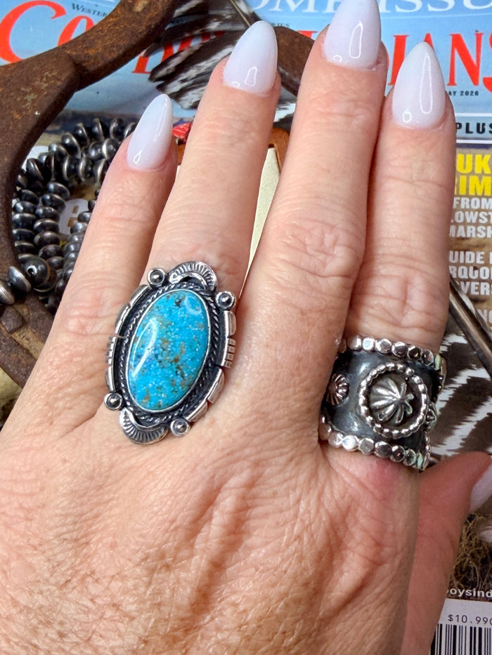 Native American Sterling Silver Turquoise Ring By Daniel Benally. From R.B Company. Size 7