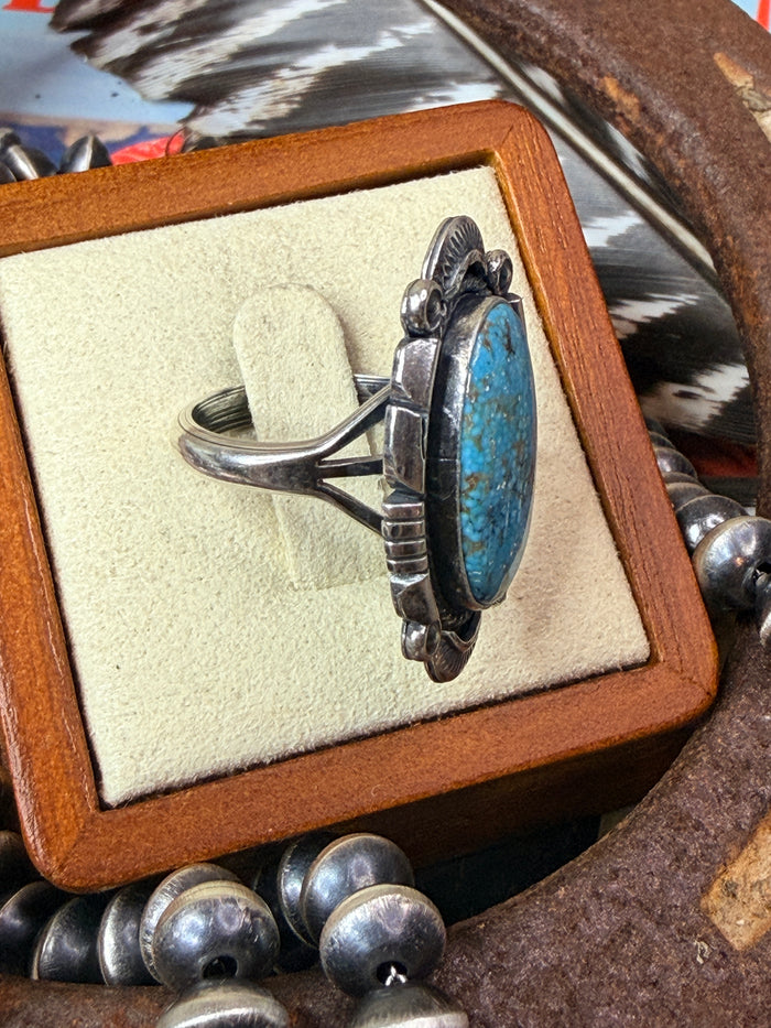 Native American Sterling Silver Turquoise Ring By Daniel Benally. From R.B Company. Size 7