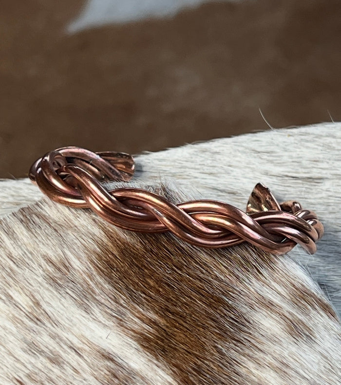 Native American Twisted Copper Bracelet Cuff By Elaine Tahe