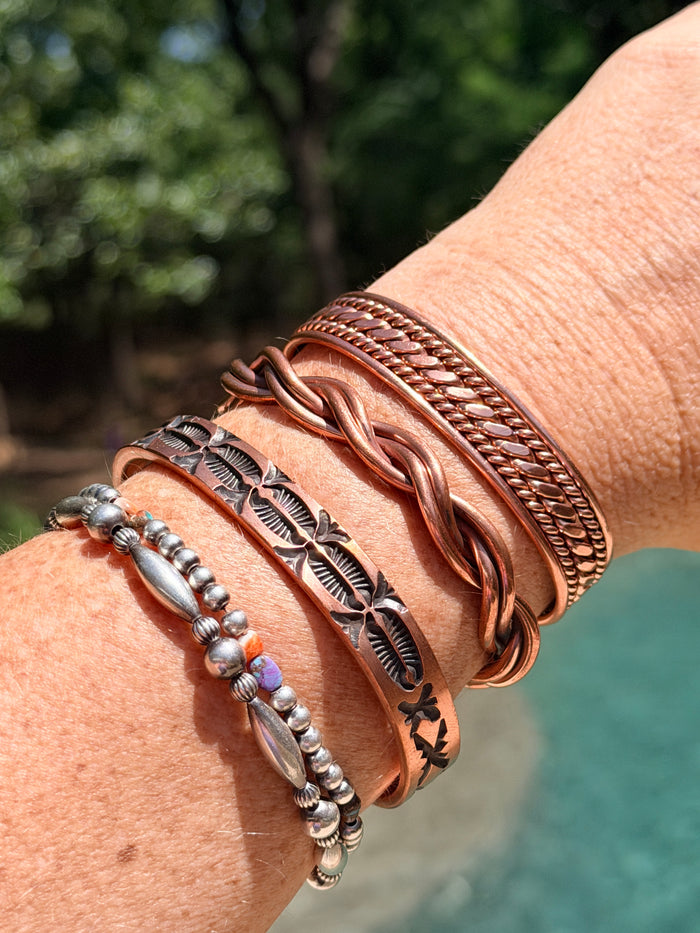 Native American Twisted Copper Bracelet Cuff By Elaine Tahe