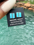 Native American Zuni Sterling Silver Turquoise Post Earring's By Juanita & Wilbert.