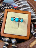 Native Made 3 Stone Turquoise Ring with Rope Design by R King size 7