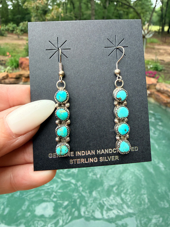Native Made 4 Stone Dangle Earrings by Maxine Ramirez