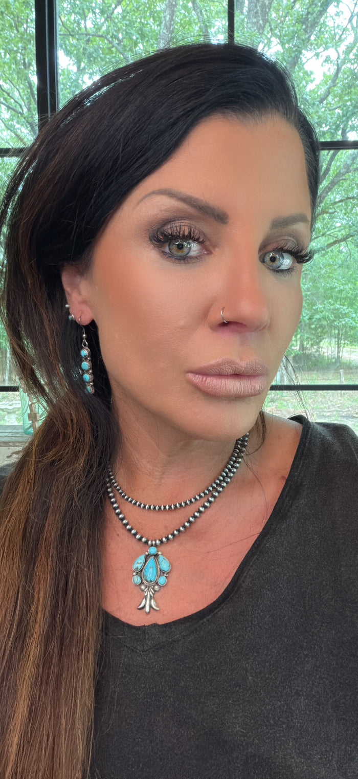 Native Made 4 Stone Dangle Earrings by Maxine Ramirez