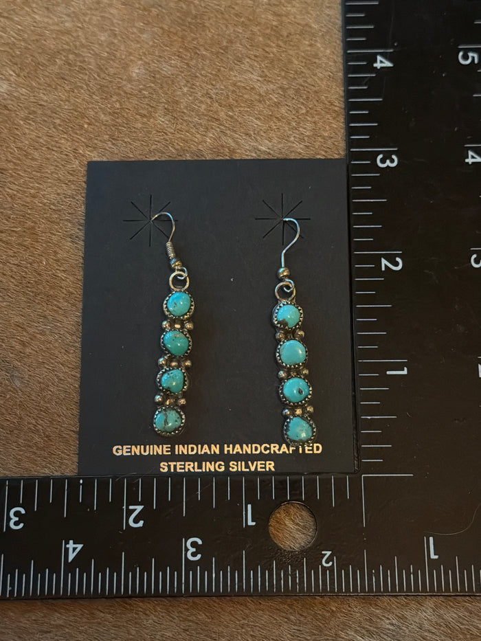 Native Made 4 Stone Dangle Earrings by Maxine Ramirez