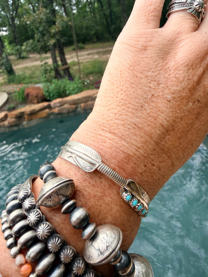 Native Made 5 Stone Kingman Feather Cuff