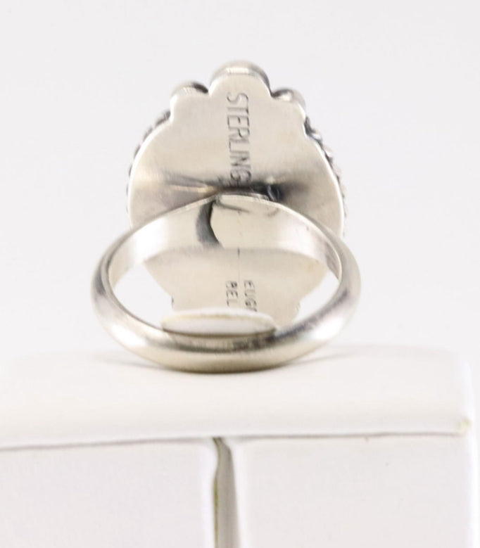 Native Made Adjustable White Buffalo Ring by Eugene Belone