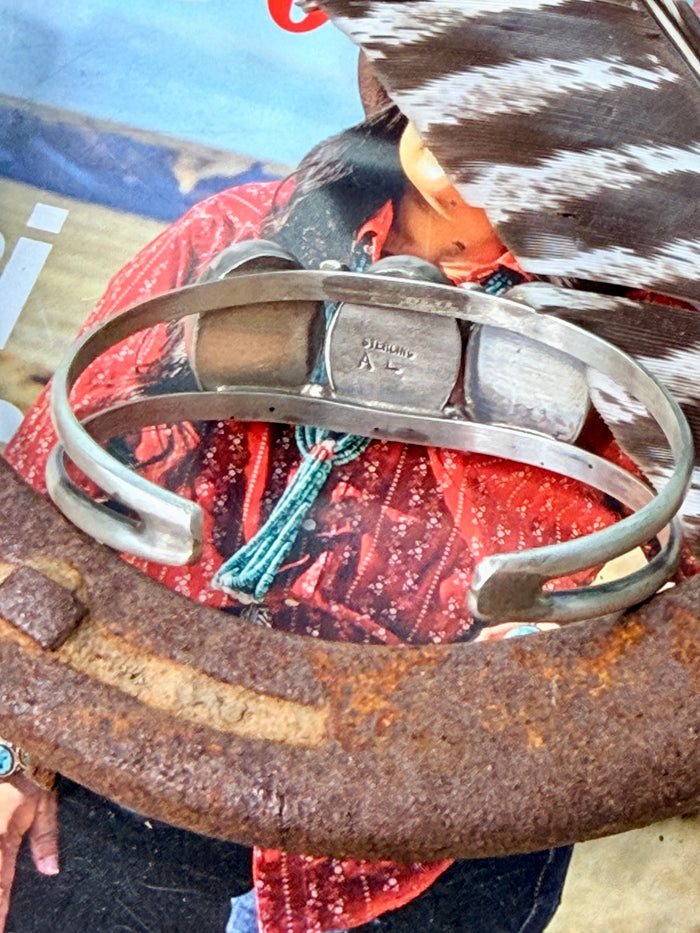 Native Made Black Onyx 3-Stone Cuff by Augustine Largo