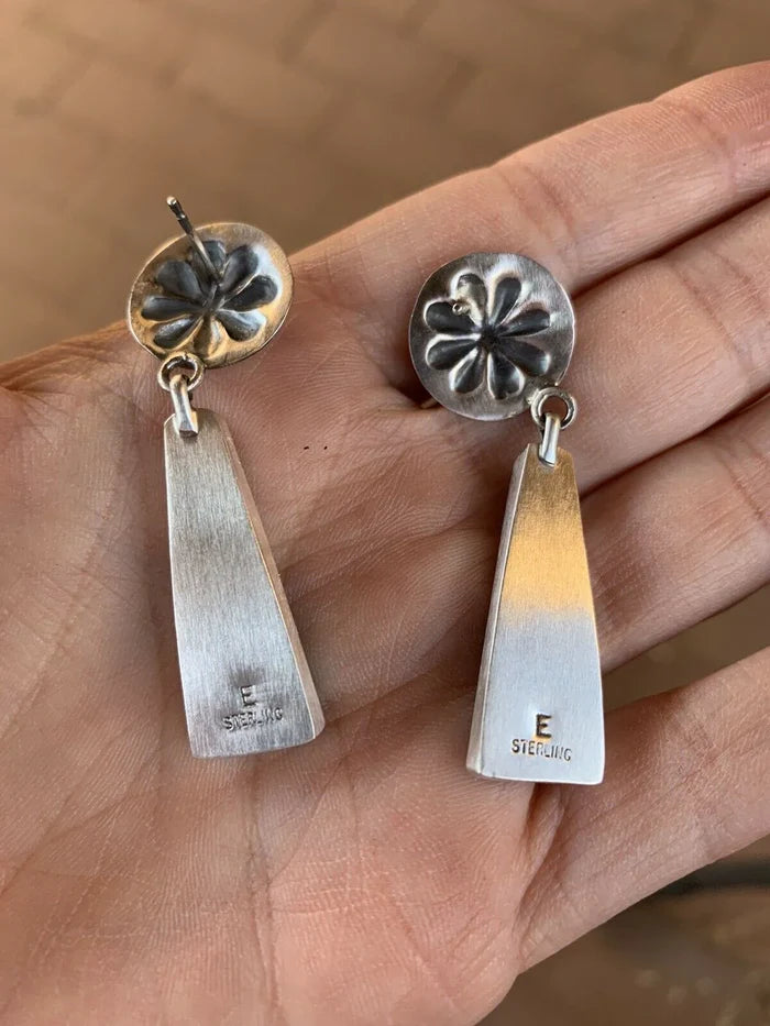 Native Made Concho and Creamsicle Spice Post Dangle Earrings stamped E
