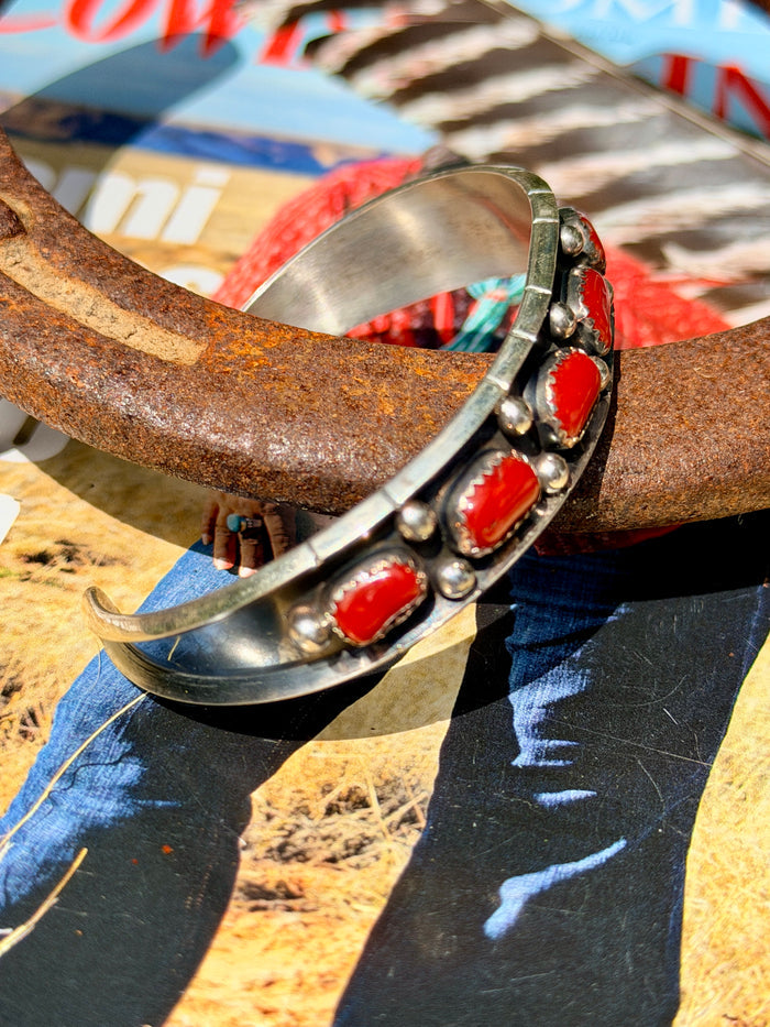 Native Made Coral Cuff by Reed Charley