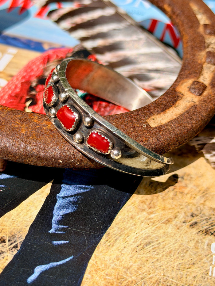 Native Made Coral Cuff by Reed Charley