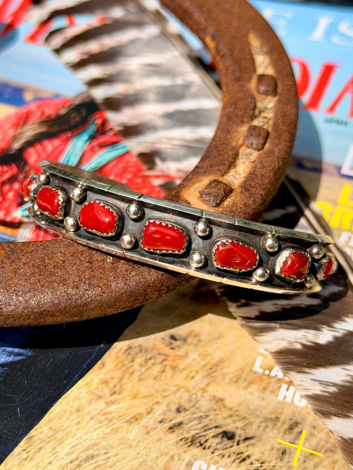 Native Made Coral Cuff by Reed Charley